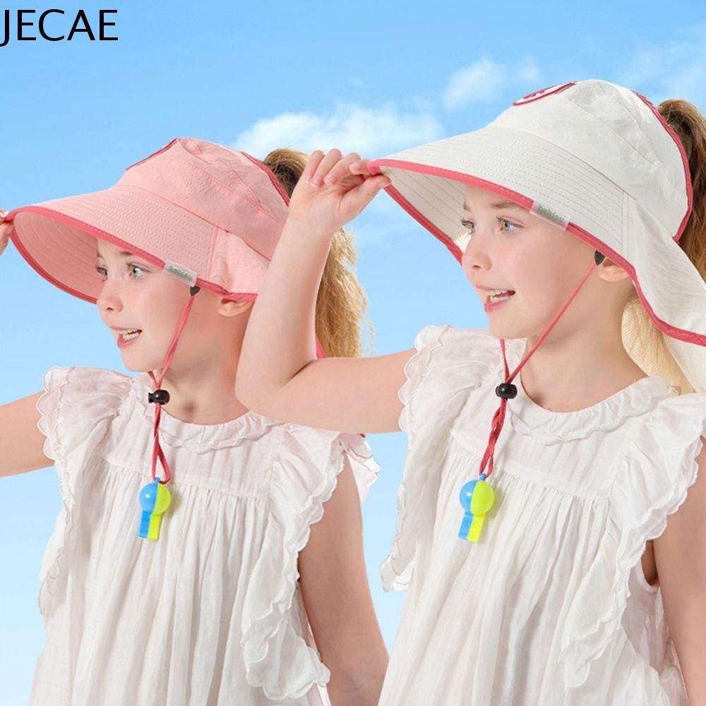 JECAE Dễ thương Mũ che nắng có vạt cổ Có thể gập lại Có thể điều chỉnh Mũ đi biển mùa hè Hoạt hình Nhanh khô Mũ che nắng vành lớn Dành cho trẻ em
