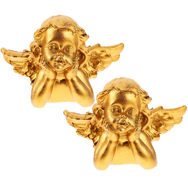 💖💖💖RUDMALL 2pcs Angel Resin Statue Figurine Angel Statue Angels Resin Crafts Resin Home Ornament