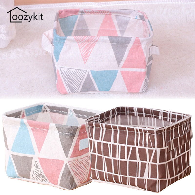 Loozykit gấp vuông không thấm nước Máy tính để bàn dễ thương hộp lưu trữ lanh đồ lặt vặt lưu trữ giỏ lưu trữ