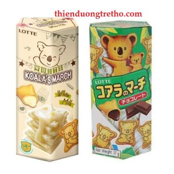 Bánh gấu Lotte Koala's March nhân socola/ socola sữa/kem dâu 37g (hộp)