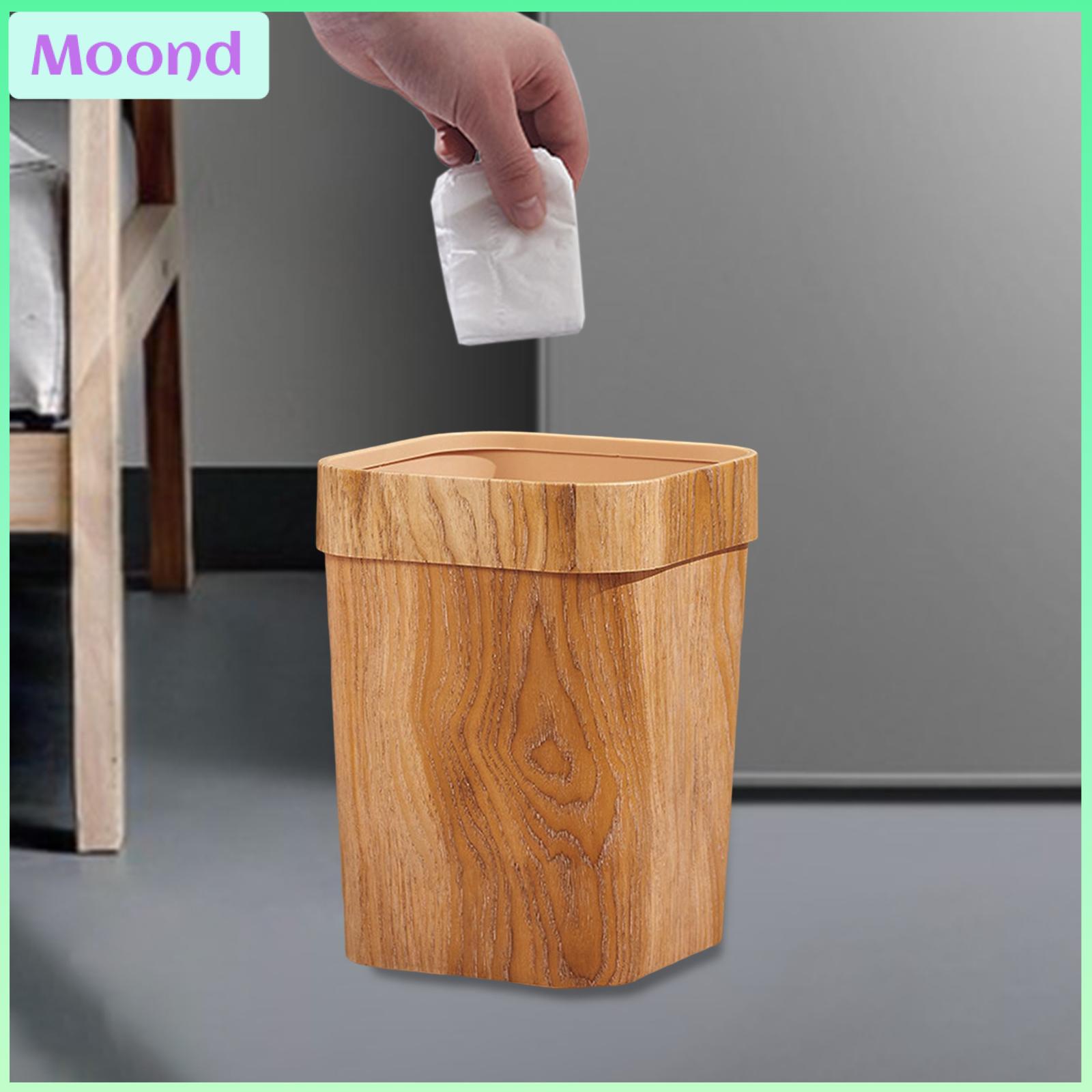 Kesoto Household Wood Grain Trash Can Anti Skid Reusable for Dorm Living Room Home Giá 218,000 Đồng*Miễn phí vận chuyển