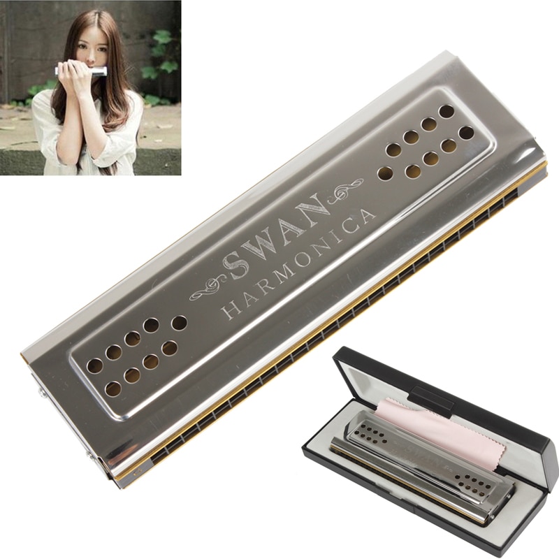 Chuyên nghiệp Swan 24 lỗ chính của C & G Double-Side Kèn harmonica tremolo