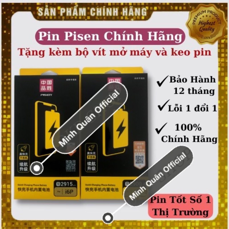 Pin pisen 7 plus / 8 plus / x / xs / xs max chính hãng