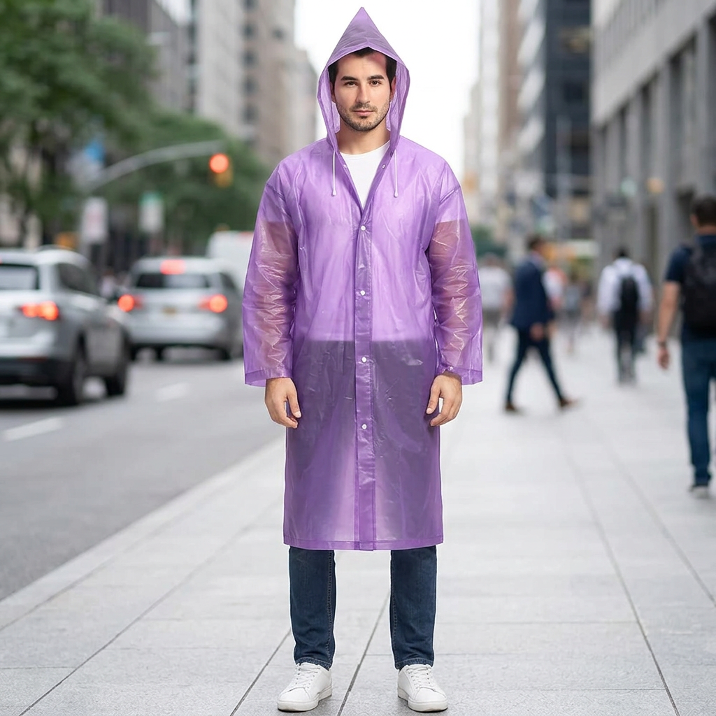 Reusable Raincoats for Adults, Opret Rain Ponchos with Hood and Sleeves Lightweight Waterproof Rain Coat for Men and Women _KIT_ KS