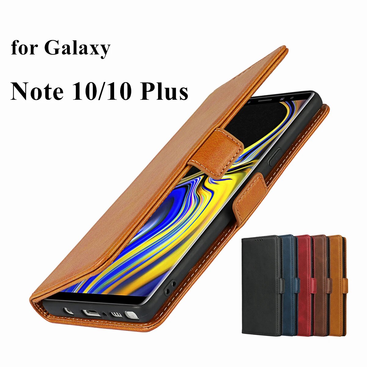 Ốp da cho Samsung Galaxy Note 10 Plus note10 đồ đựng thẻ vỏ lật uốn nam châm bao da (không ảnh hưởng