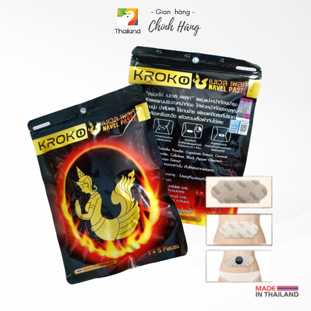 Túi dán nóng đốt mỡ Kroko Navel Paste Detox Thái Lan