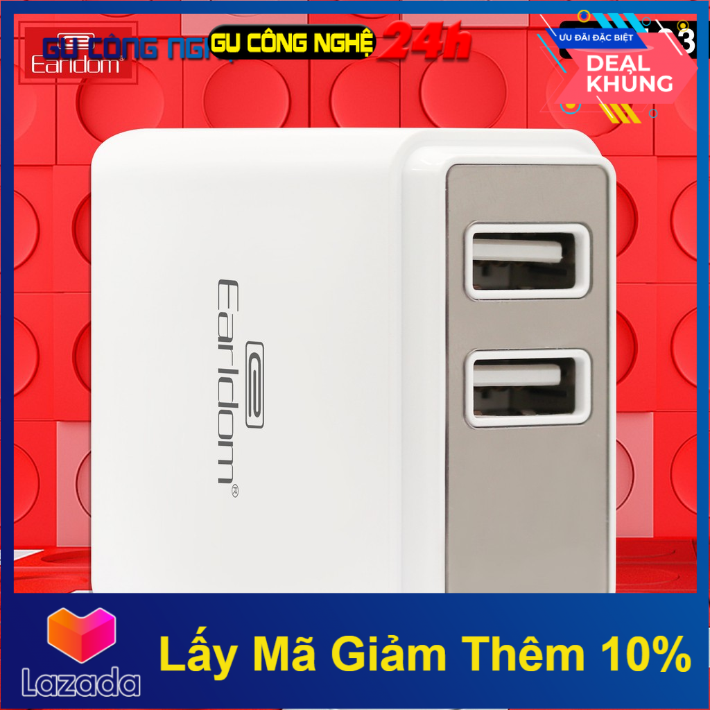 Củ sạc nhanh 3.4a earldom es-193 kèm dây sạc chân micro -dc3792