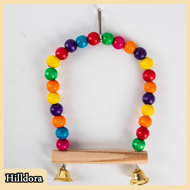[Hilldora] Đồ chơi đu đưa Vẹt bằng gỗ tự nhiên lồng XÍCH ĐU cá rô treo chim hạt nhiều màu - 3