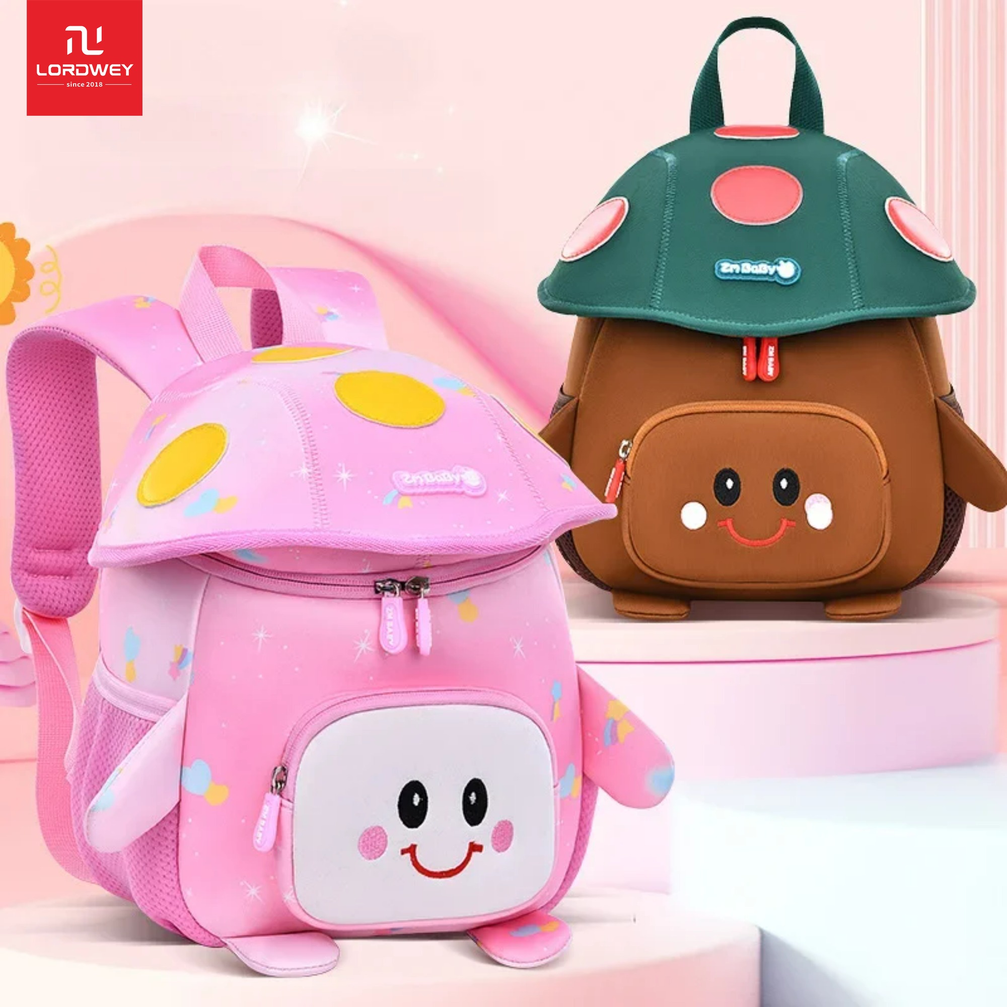 Lordwey & Zmbaby Ba lô nhỏ dễ thương cho ba lô đi học nhỏ bé gái bé trai cho trẻ em từ 3 đến 6 tuổi túi mẫu giáo cho trẻ em cặp sách