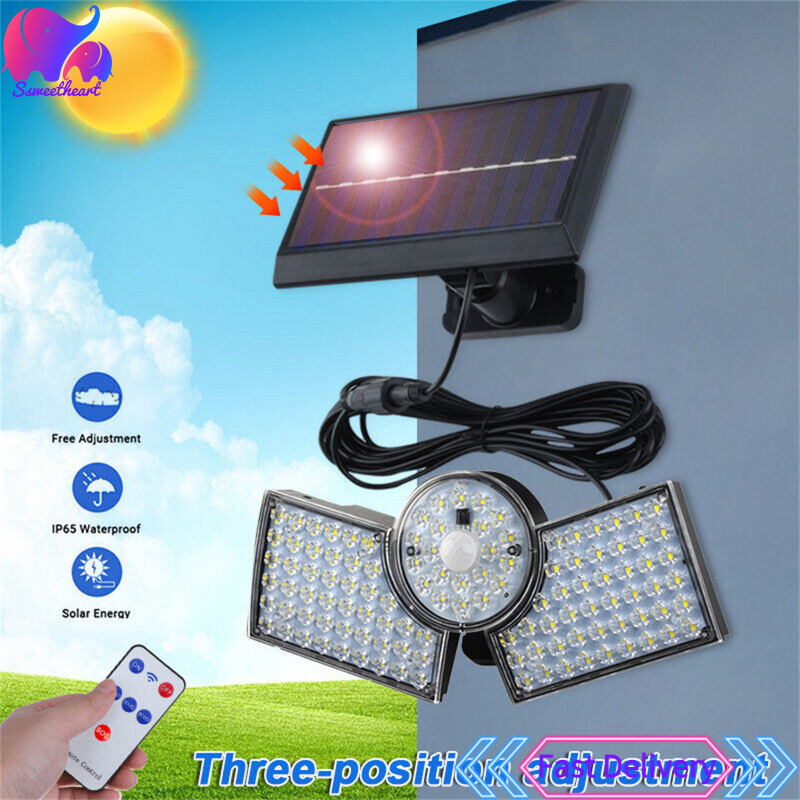 Ssweetheart dẫn đèn tường năng lượng mặt trời với cảm biến chuyển động được xây dựng trong 1200mAh pin 6000-6500K 3 người đứng đầu Thiết kế ngoài trời Vườn Sân sau đèn đường