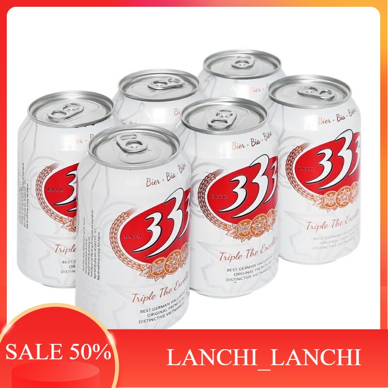 Lốc 6 lon Bia Hà Nội / Bia 333/ Bia Sài Gòn - HABECO (330ml/ lon) - Shop Thái Hà