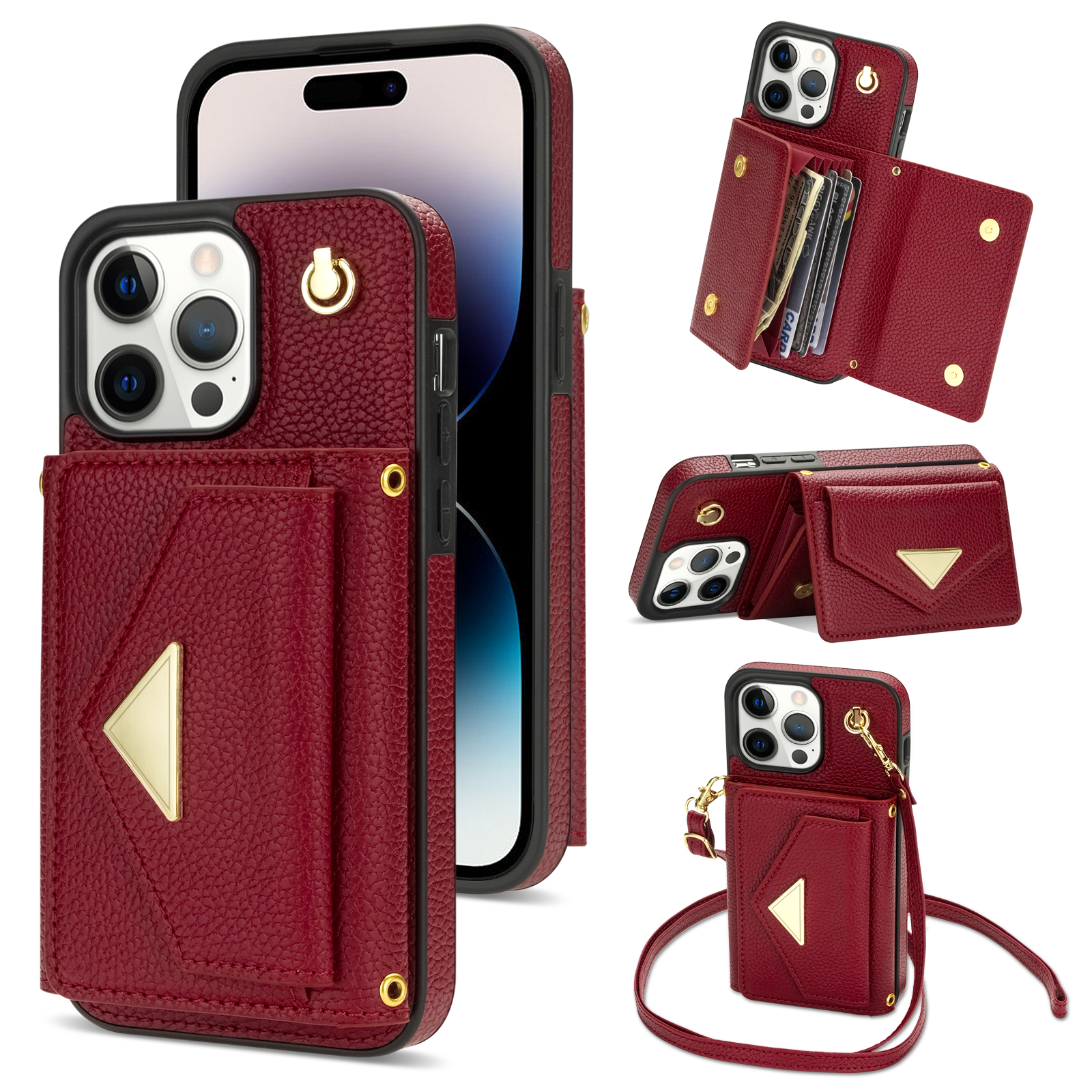 Crossbody Leather Wallet with Card Holder Phone Case for IPhone 15 14 13