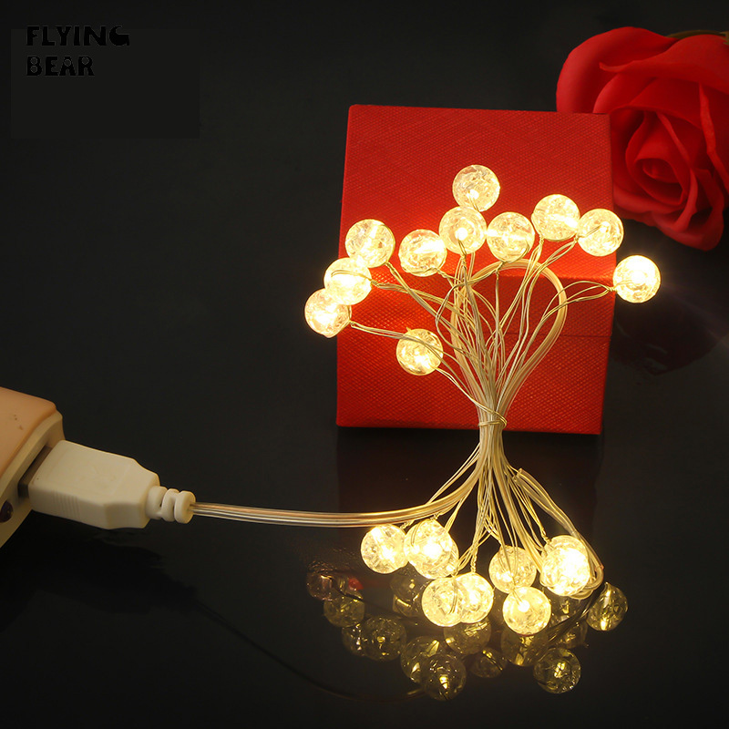 FLYINGBEAR đèn USB chuỗi LED Đèn trang trí đám cưới chuỗi phòng ngủ Màu ánh sáng đồ trang trí thủ công mỹ nghệ ánh sáng đèn dây