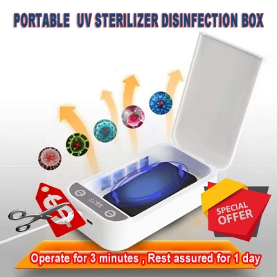 Phone UV Sterilizer, Portable UV Light Cell Phone Sterilizer, Aromatherapy Function Sterilizer, and Cell Phone Cleaners UV Light Sanitizer Box for iOS Android Smartphones Jewellery Watch (White)