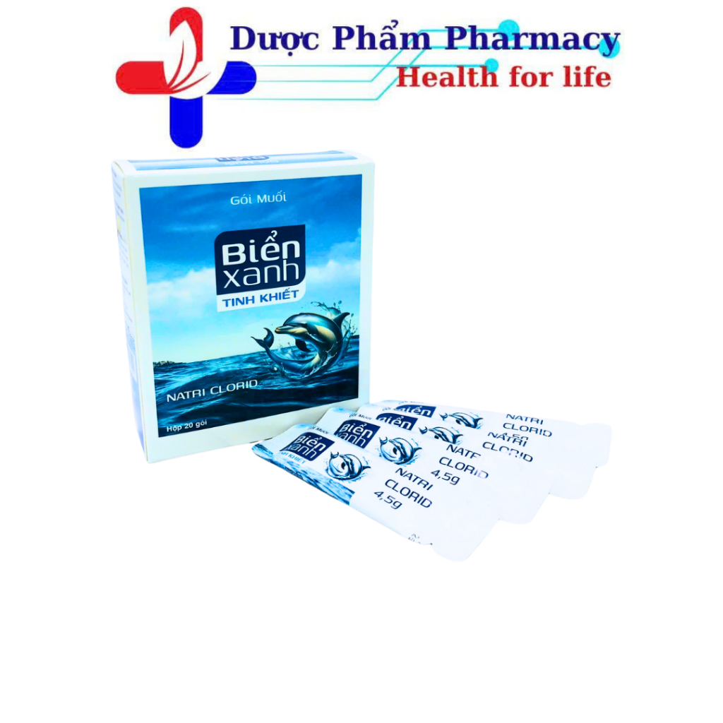 Muối Biển Xanh Tâm Việt Dùng Để Vệ Sinh Răng, Miệng, Họng, Vệ Sinh Vết Thương - Hộp 20 Gói