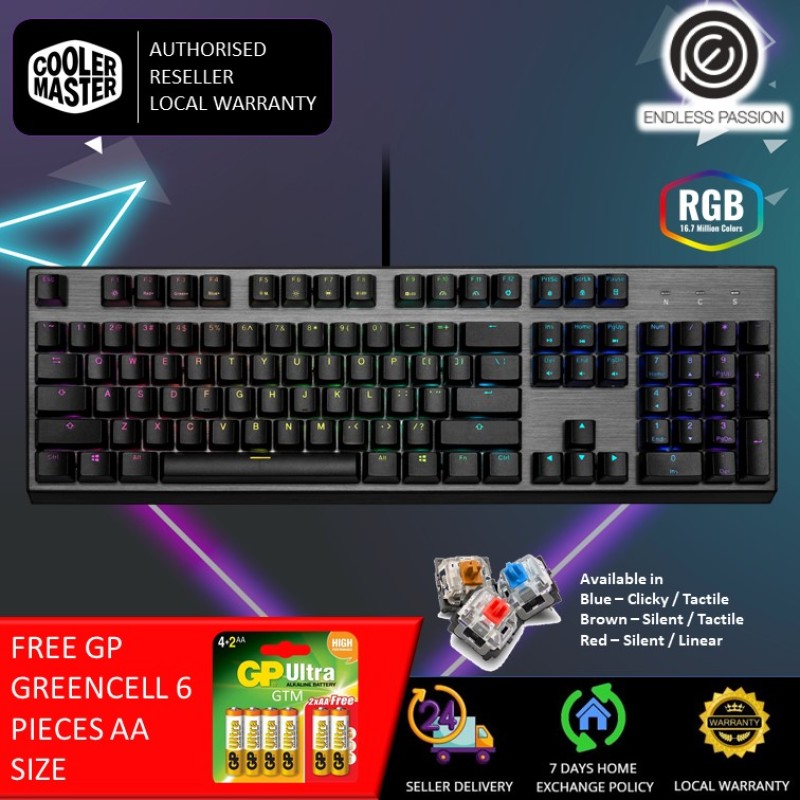 Cooler Master CK350 RGB Mechanical Gaming Keyboard with Brushed Aluminum Design (Full Layout / 108 Keys) Singapore