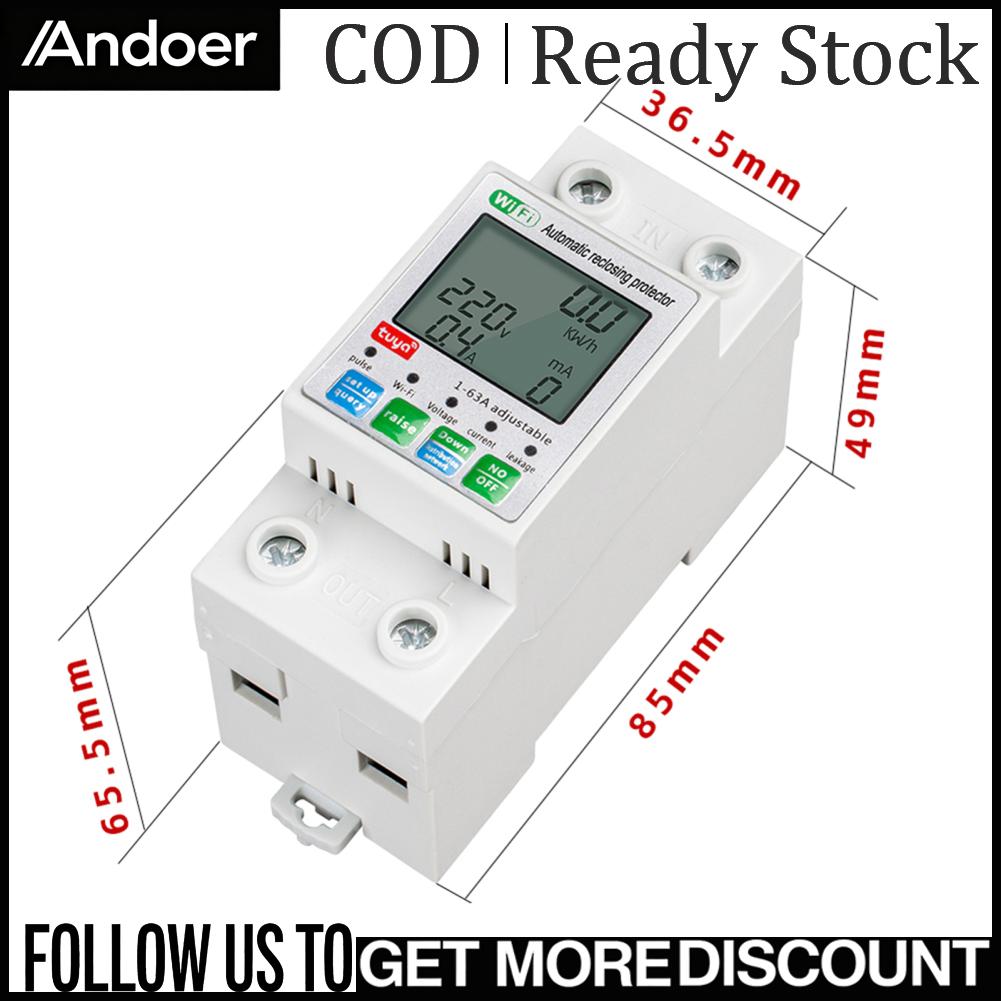 Andoer Irfora ตัวป้องกันการปิดอัตโนมัติอัจฉริยะสำหรับ Tuya WiFi จอแสดงผล LCD มิเตอร์พลังงานเพียงพอสำหรับการตรวจสอบความปลอดภัยในบ้านการป้องกันบ้านที่ใช้บังคับ ราคา 776 บาท*ส่งฟรี