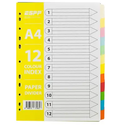 12 Part Colour Index Divider 4 Sets