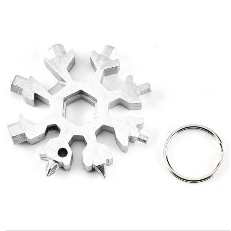 New 18 In 1 Snowflake Multi Camp Key Ring Outdoor Spanner Survive Hex