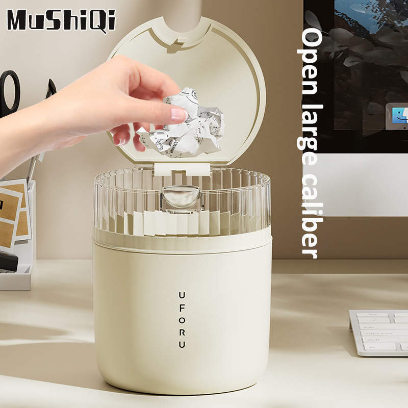 Button trash can Sundry bucket Desktop trash can Vehicle trash can Desk dining room storage tube Trash bin Garbage can with cover Mini trash can ราคา 135 บาท*ส่งฟรี