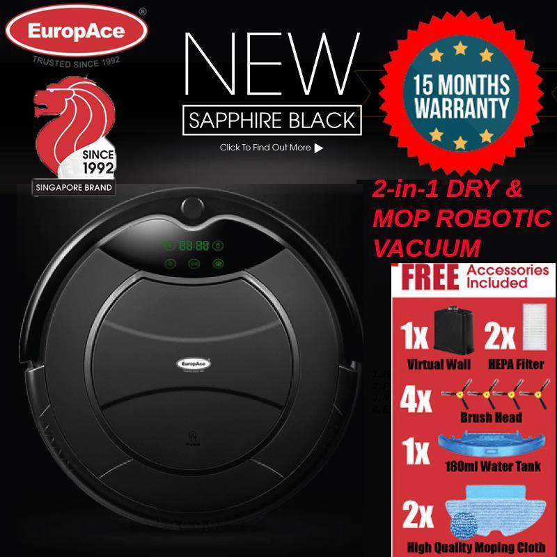 EuropAce ERV3031T Robotic Vacuum Cleaner (Wet and Dry) SAPPHIRE BLACK Singapore