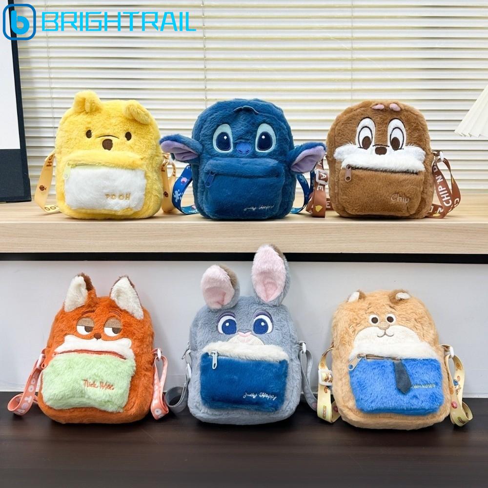 BRIGHTRAIL Nick Judy. Túi đeo chéo Thiết kế hoạt hình Mẫu vui nhộn Túi điện thoại di động Dễ thương Chất liệu nhung Túi nhung Chủ đề Anime