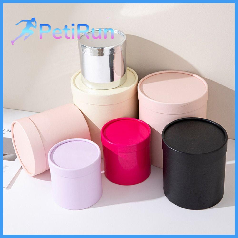 PETIRUN Tròn Hộp quà tặng hoa Bìa cứng Màu trơn Hộp giấy đóng gói quà tặng Bạc Xô cắm hoa Ngày lễ tình nhân