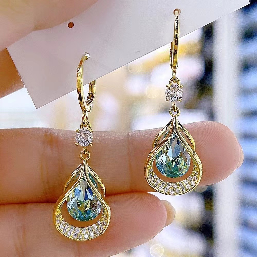 Vintage Elegant Drop Earrings Ladies Vintage Drop Earrings Vintage Crystal Dangle Earrings Vintage Geometric Drop Earrings Ladies Crystal Dangle Earrings