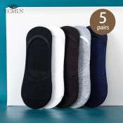 ECMLN 5 Pairs Men's Invisible Cotton Loafer Ankle Socks