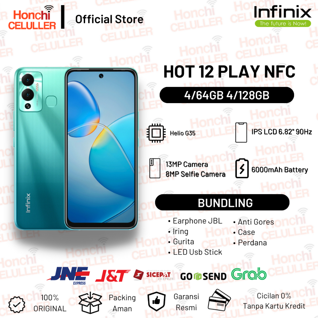 Infinix Hot 12 Play NFC 4/128GB 4/64GB Garansi Resmi Infinix Indonesia Original Harga  1,399,000 Ringgit*Penghantaran Percuma