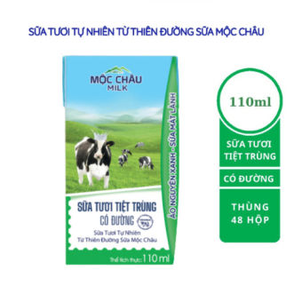 VỈ SỮA TƯƠI MỘC CHÂU CÓ ĐƯỜNG/VỊ DỪA 110ML