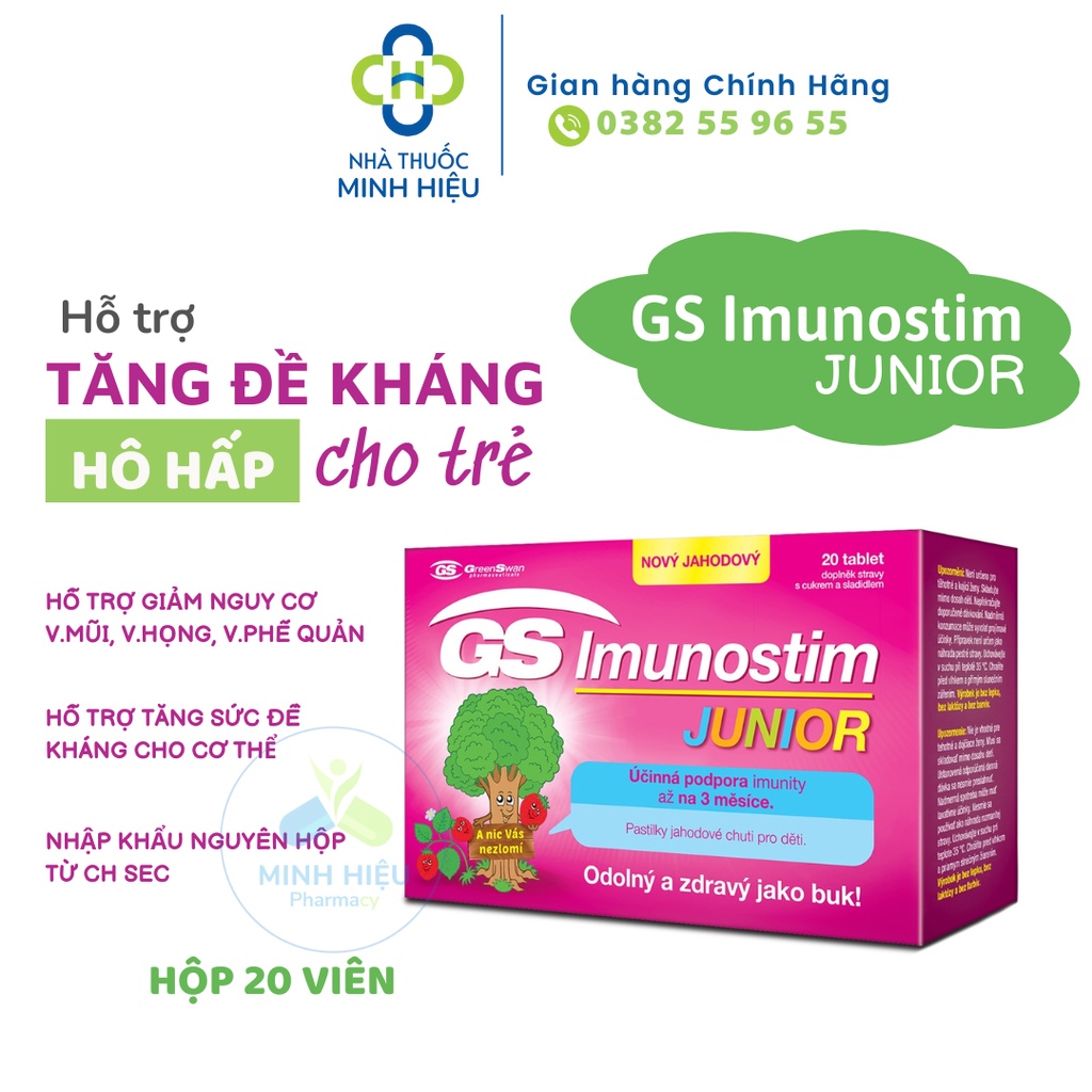 GS Imunostim Junior Tăng đề kháng Tăng cường sức khỏe đường hô hấp Hộp 20