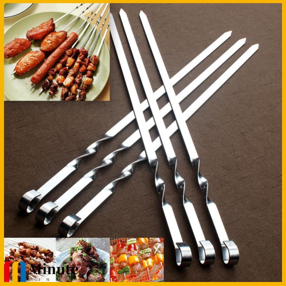 MINUTE ทนทานต่อการใช้งาน ปิกนิกกลางแจ้งกลางแจ้ง บาร์บีคิวบาร์บีคิว เครื่องทำเคบับ สายเนื้อบาร์บีคิว แท่งย่างสแตนเลส ไม้เสียบเคบับ ราคา 198 บาท*ส่งฟรี