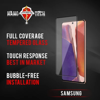 Nanotech Samsung Full Glass Screen Protector Galaxy A71 A70 A51 A50 A30 A20 A80 S10e S20 FE Full Coverage Tempered Glass Screen Protector [Black]