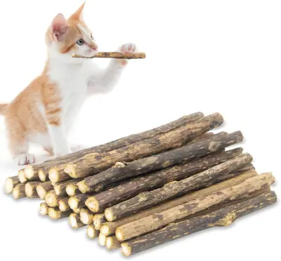 Natural Silvervine Stick for Cats, Catnip Sticks Matatabi Chew Sticks Teeth Molar Chew Toys for Cat Kitten Kitty Teeth