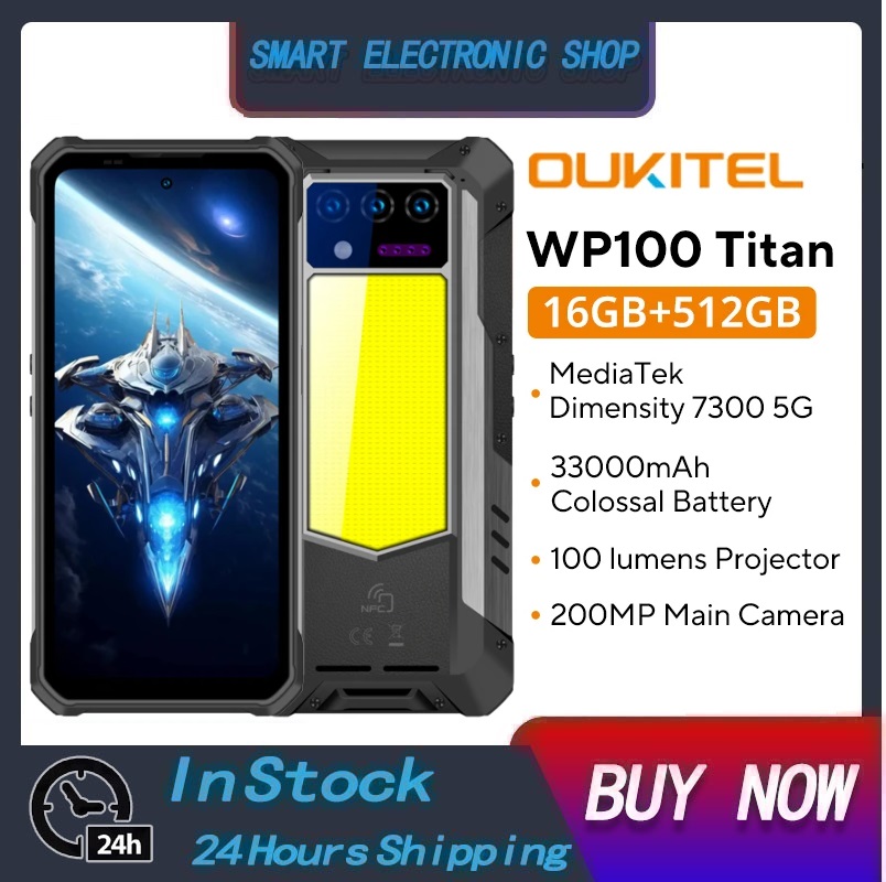 Oukitel Wp100 Titanium Rugged Phone 33000Mah 66W Charger 200Mp Camera Built-In Projector Camping Light Cellphone ราคา 25,300 บาท*ส่งฟรี