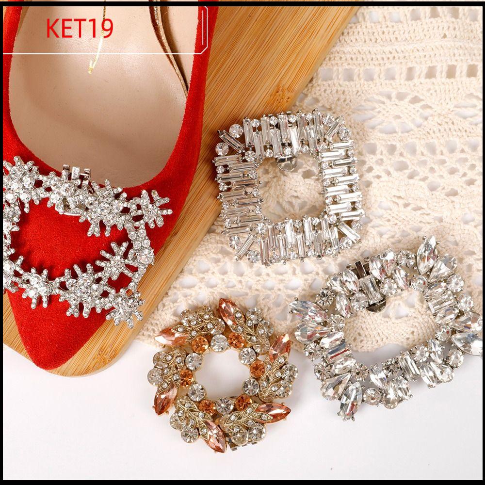 KET1P 2pc Đám cưới Cao gót Pha Lê cương giả Khóa quyến rũ Kẹp giày Trang trí Giày Trang sức hạt Charm
