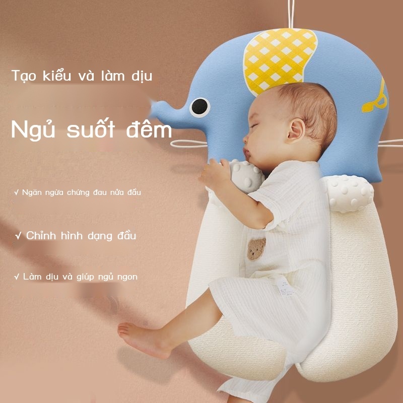 Gối định hình sơ sinh gối êm dịu cho bé 0-1 tuổi chống nhảy lệch đầu chỉnh hình trụ trụ an toàn cho bé