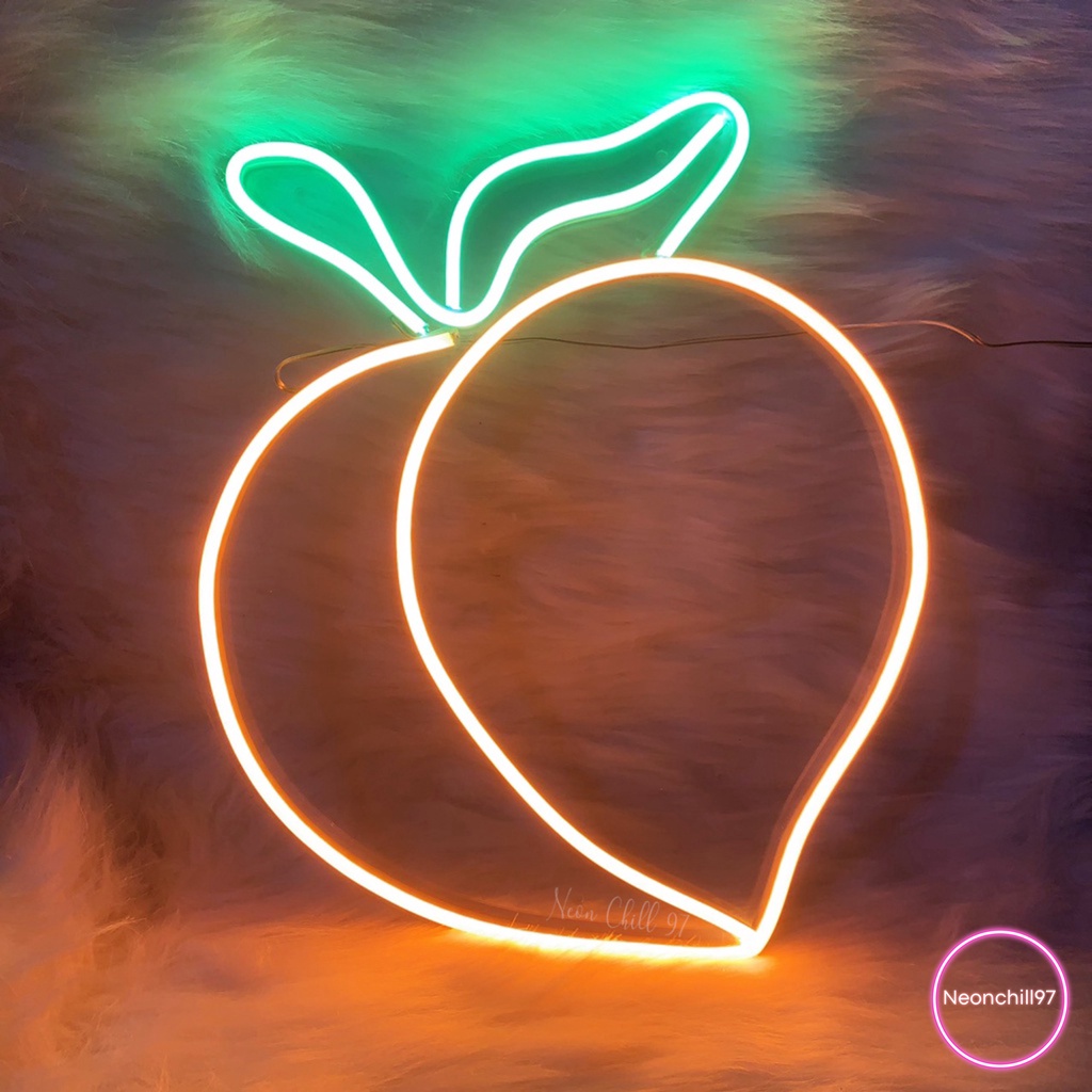 Đèn led neon trang trí hình quả đào, Neonchill97, 30 x 25 cm, Đèn led neon trang trí