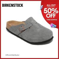 Original Birkenstock Boston Original Dark charcoal gray suede style cork toe half slippers Unisex