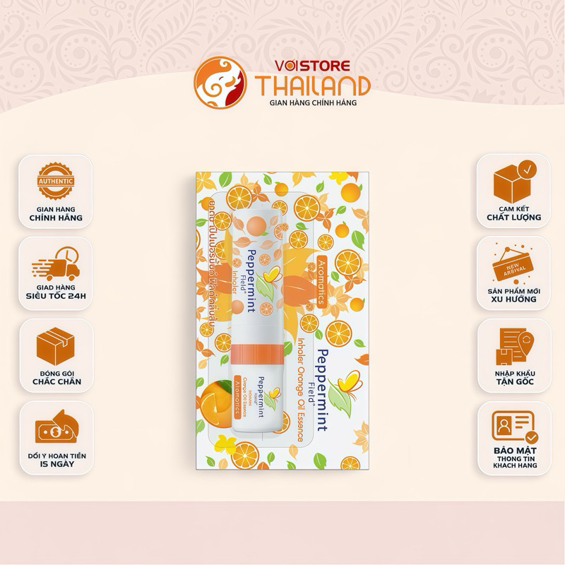 [CHÍNH HÃNG] HƯƠNG CAM - Ống Hít Thông Mũi 2 đầu hiệu PEPPERMINT 2cc