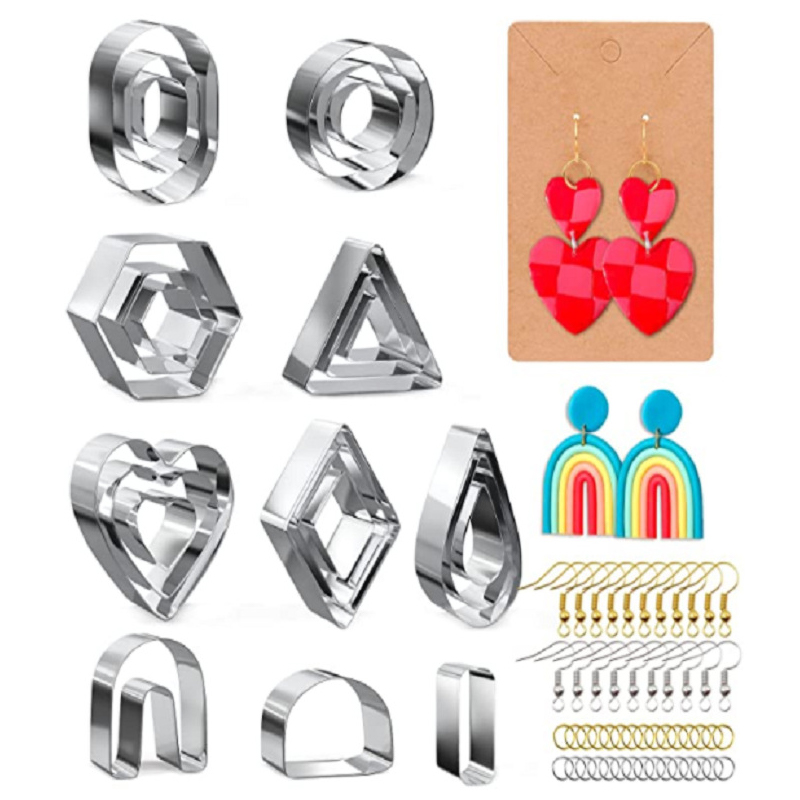 MMU 124Pcs Polymer Đất Sét Máy Cắt Đặt Đất Sét Bông Tai Máy Cắt Với Bông Tai Thẻ Và Móc
