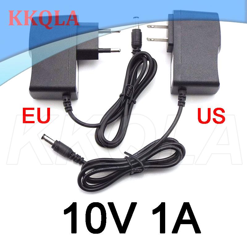 Qkkqla 10v 1a ac dc power supply adapter plug converter 10volt 1000ma for cctv charger switch 5.5mmx2.5mm us/eu plug 100-240v