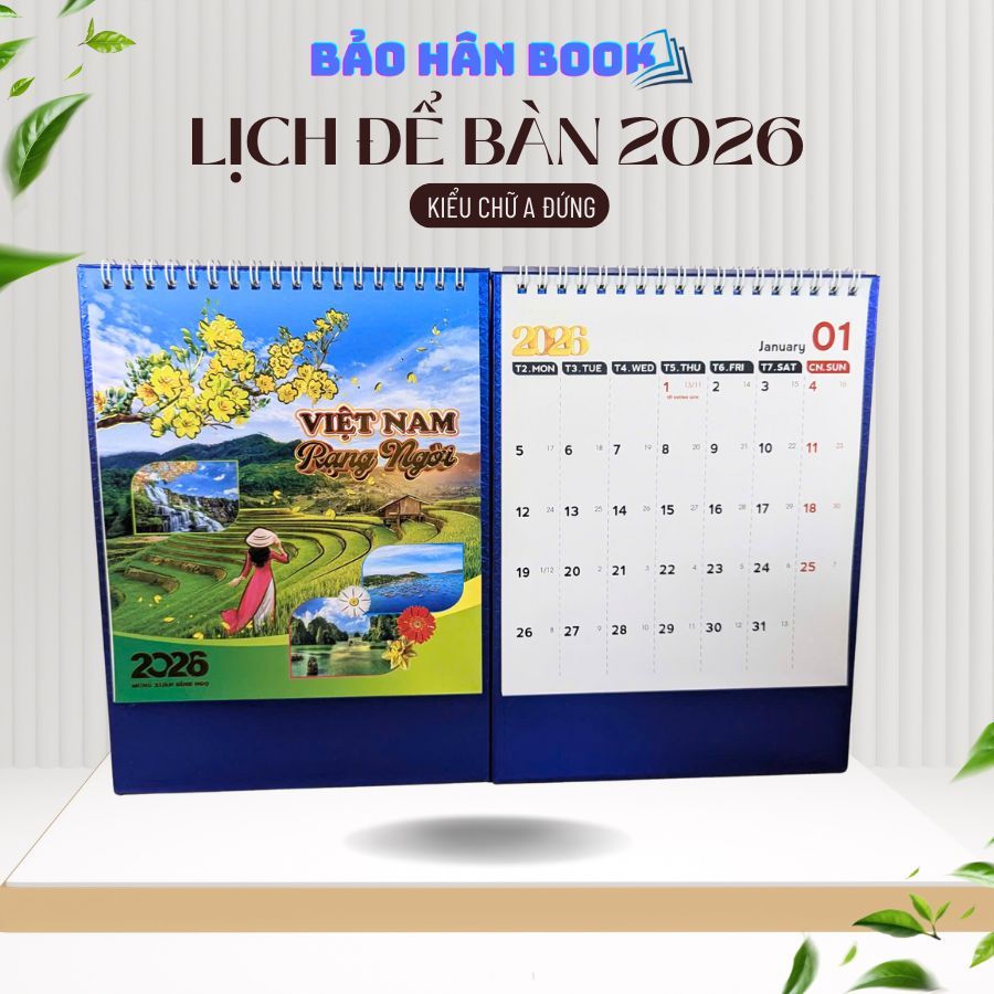 Lịch để bàn 2026 khổ 16*24cm có ghi chú In đẹp Form cứng cáp Nhiều chủ đề Ngẫu Nhiên [Bảo Hân Books]