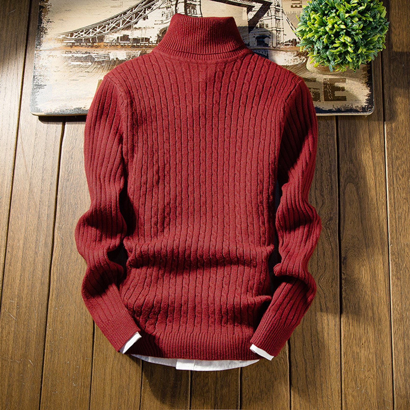 SR ® Herren-Langarmpullover, elastischer Pullover, gemütlicher Herren-Pullover mit hohem Kragen, weicher, warmer Strick für Herbst und Winter, kleiner als 617_voghion.com