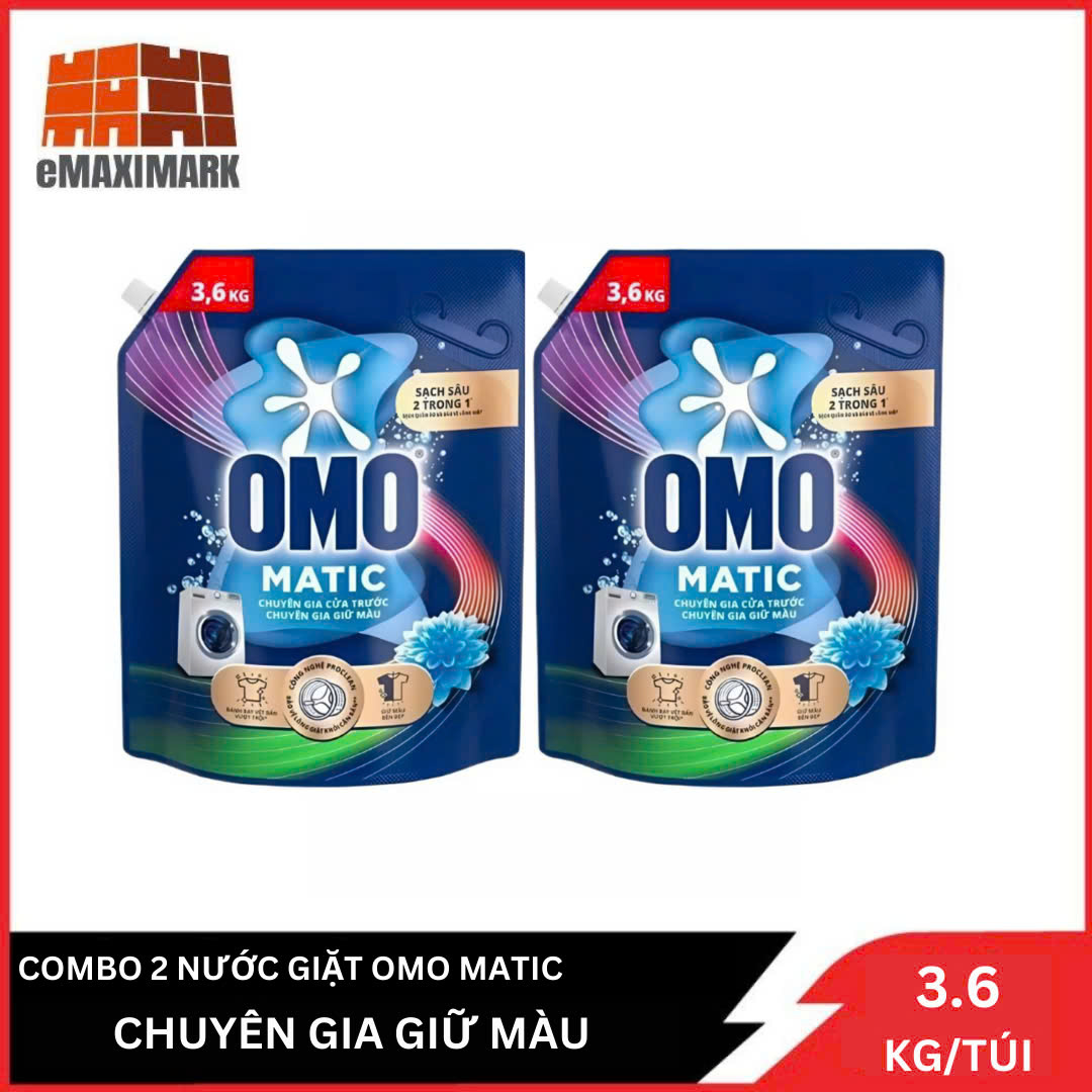 Combo 2 Nước Giặt Omo Matic Chuyên Gia Cửa Trước Chuyên Gia Giữ Màu Túi 3.6Kg