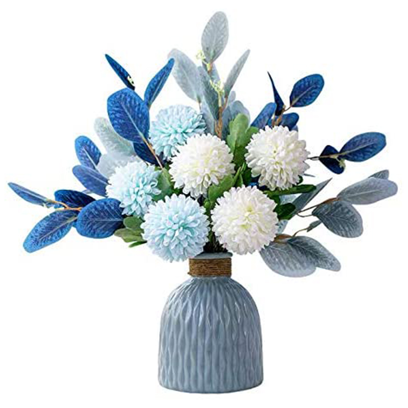 Artificial Flower and Vase Fake Hydrangea Flower Arrangement, Used for Home Office Party Wedding Table Dining Decoration