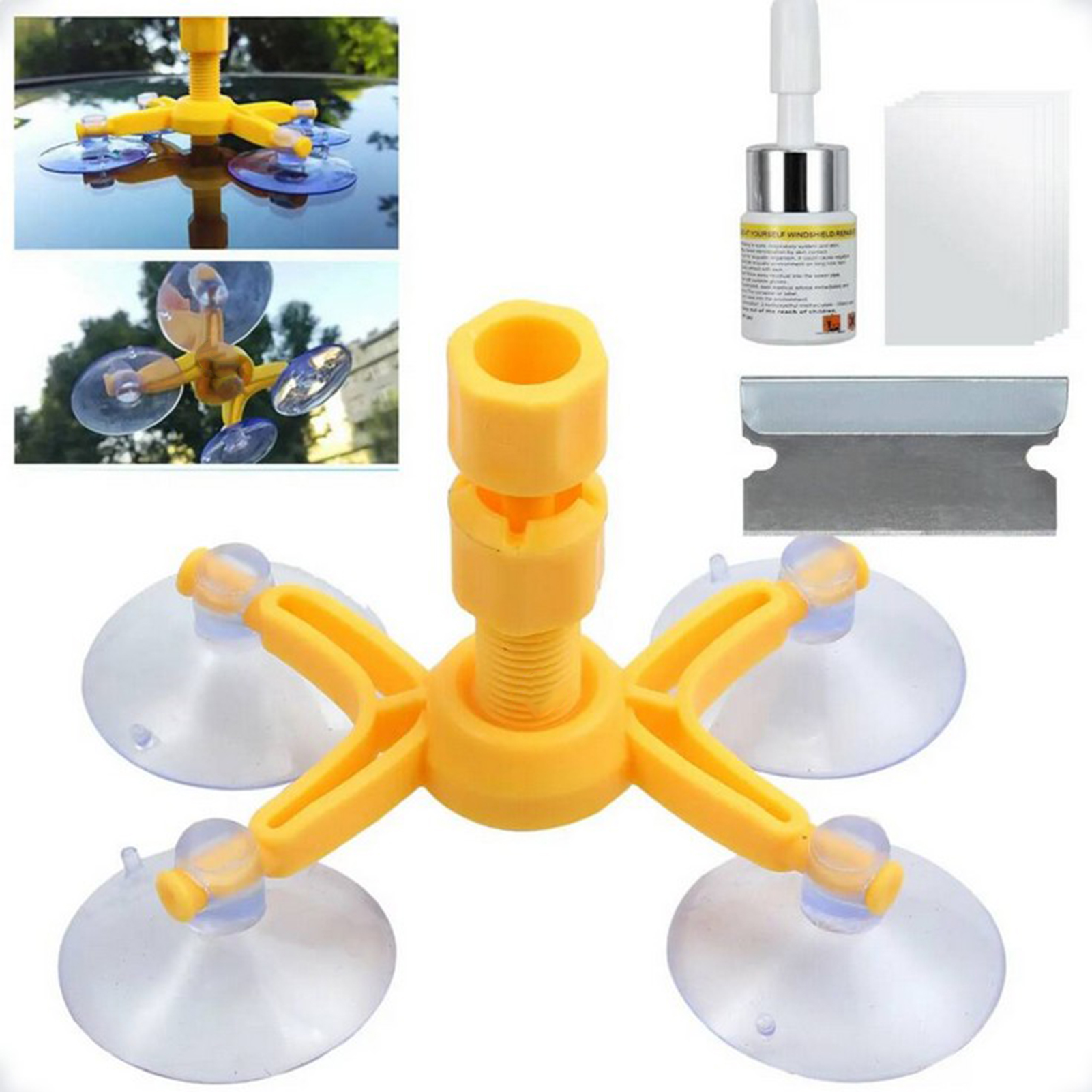 Lulu cửa sổ xe hơi sửa chữa vết nứt Kit Glass nứt phụ dễ dàng để sử dụng sửa chữa kính chắn gió xe hơi Kit với Chức năng chân không sửa chữa nhanh chóng dụng cụ sửa chữa kính cho xe ô tô hàng đầu