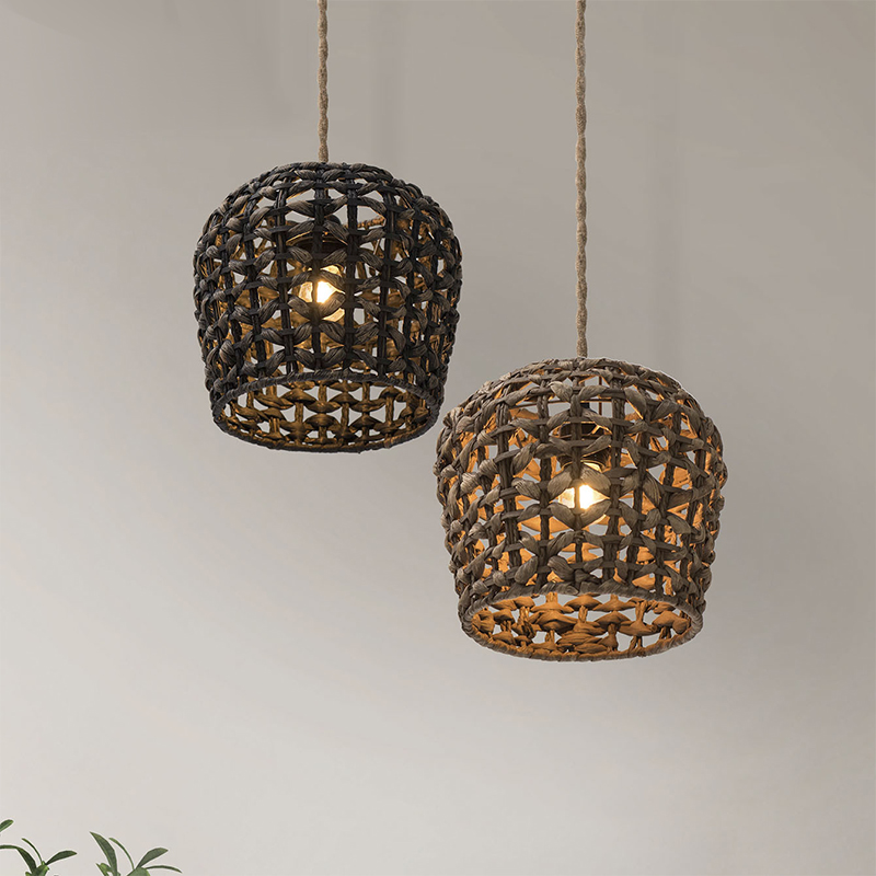 Rustic Grass Woven Lampshade - Handcrafted Creative Home Lighting Fixture - High-Quality American Countryside Decor - Ideal for Rural Home Decoration