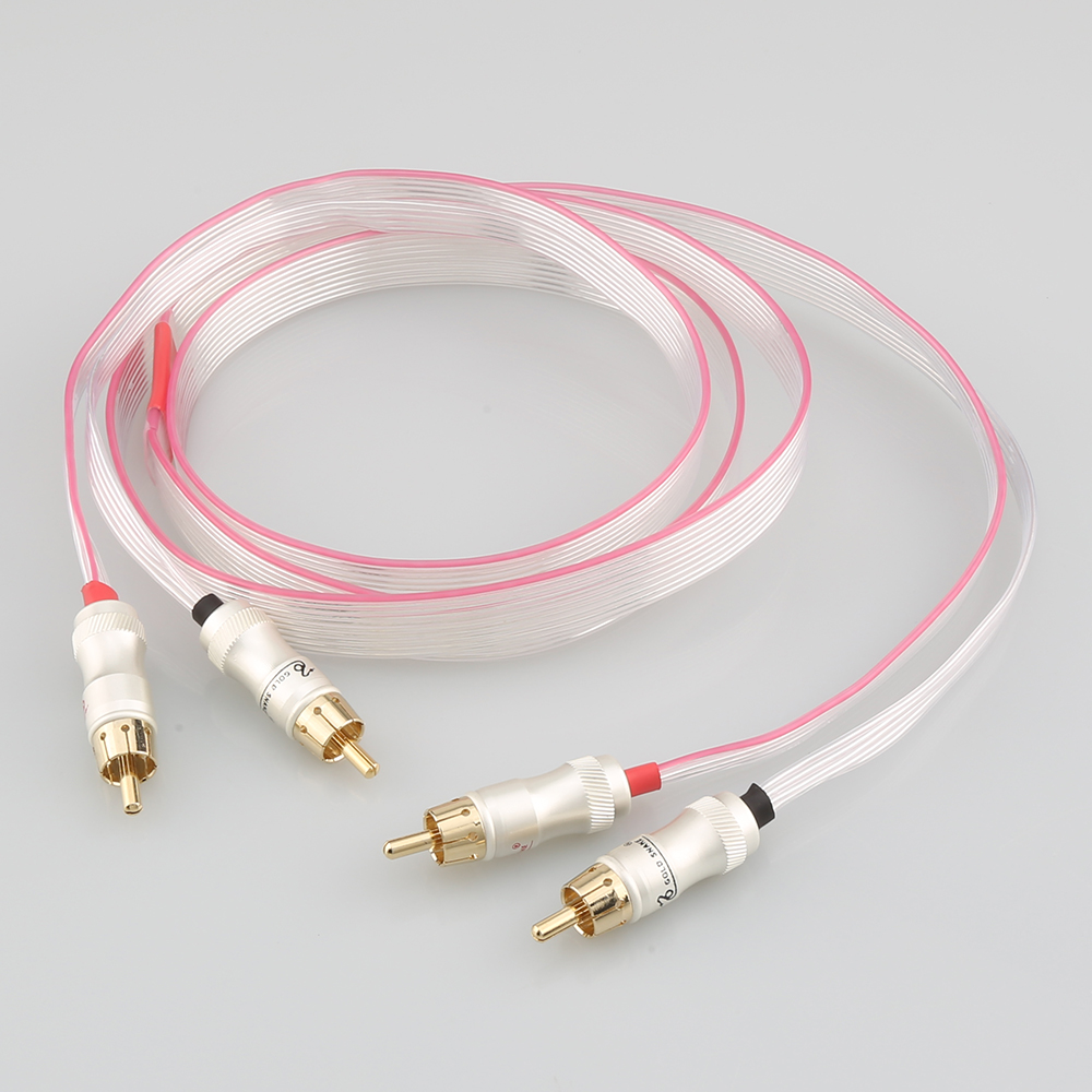 New audiocrast Trắng heven OCC mạ bạc Cáp tín hiệu phẳng với mạ vàng liên kết RCA cáp cho Nordost
